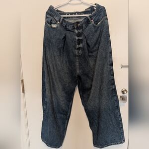 Raey jeans dark denim fold baggy Boyfriend wide  leg jeans New w tag sz 32